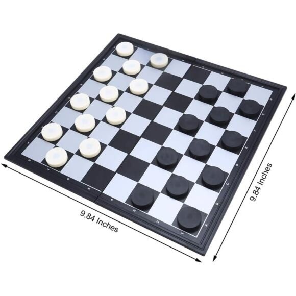 Magnetic Travel Checkers Board Game Set with Folding Board Family - Picture 2 of 8